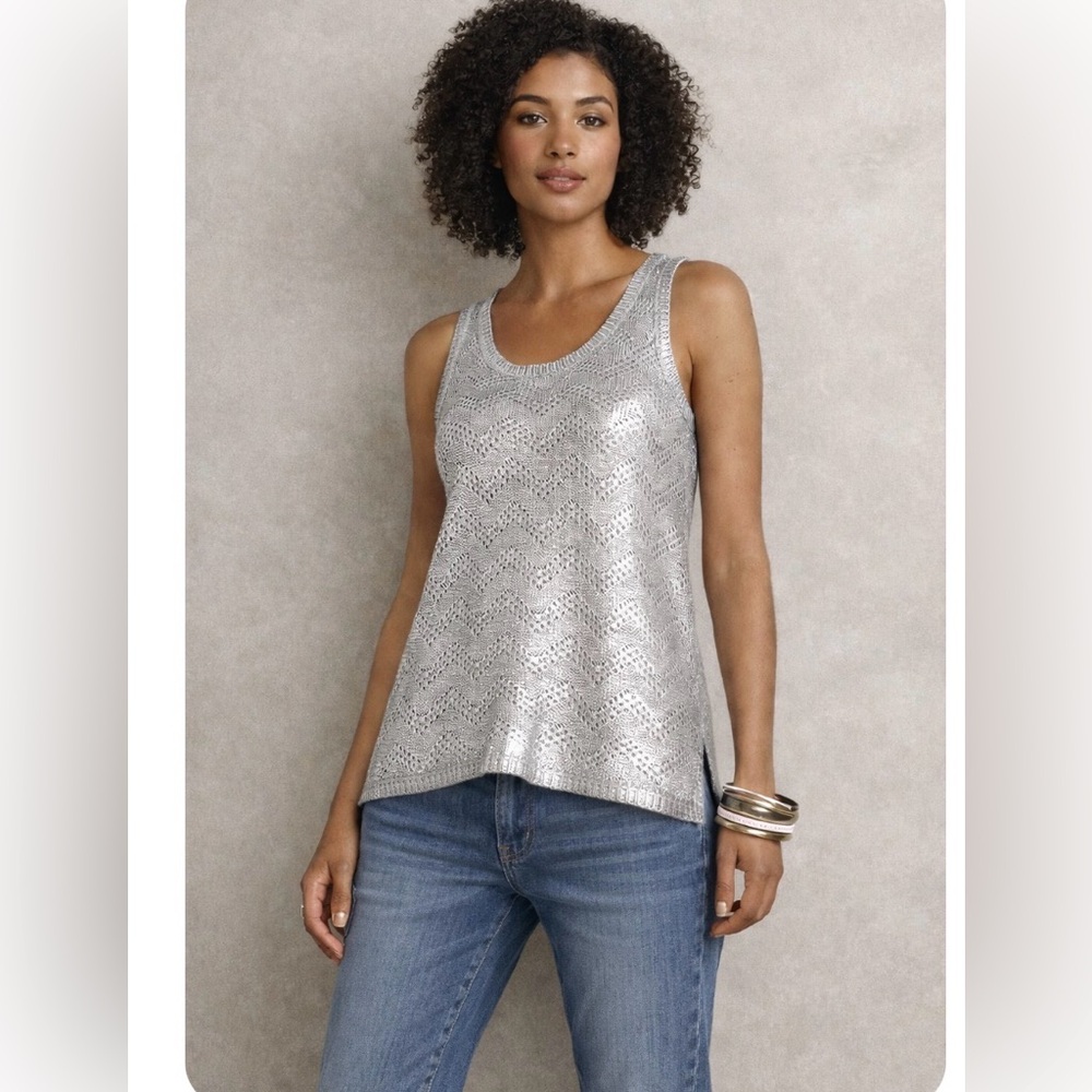 Anthropologie Moth Sana Foil Metallic Sleeveless Sweater